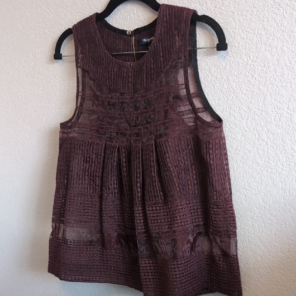 Madewell Tops - Madewell Lace Sleeveless Top - Deep Burgundy Size 0